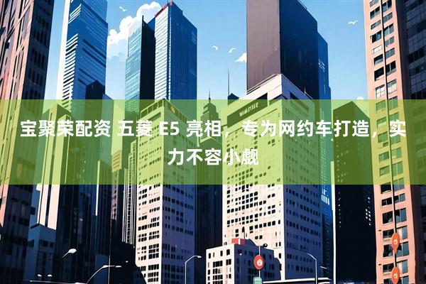 宝聚荣配资 五菱 E5 亮相，专为网约车打造，实力不容小觑